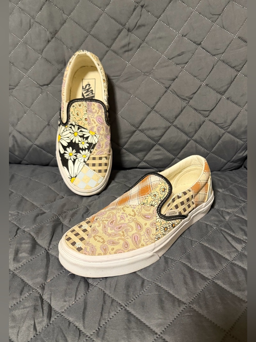 Vans Classic Slip-On Meadow Patchwork" multi/true white women’s size 8